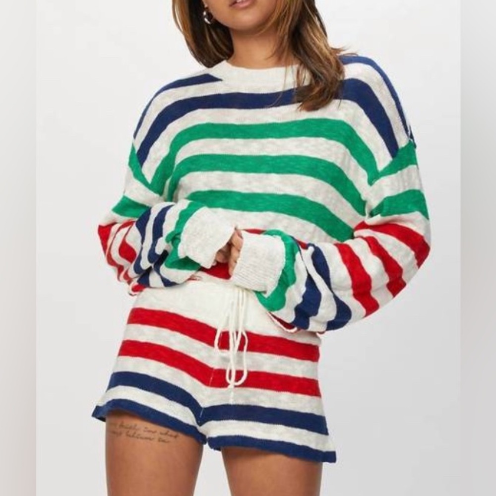 NWT BEACH RIOT ava sweater in nautical stripe Small swim